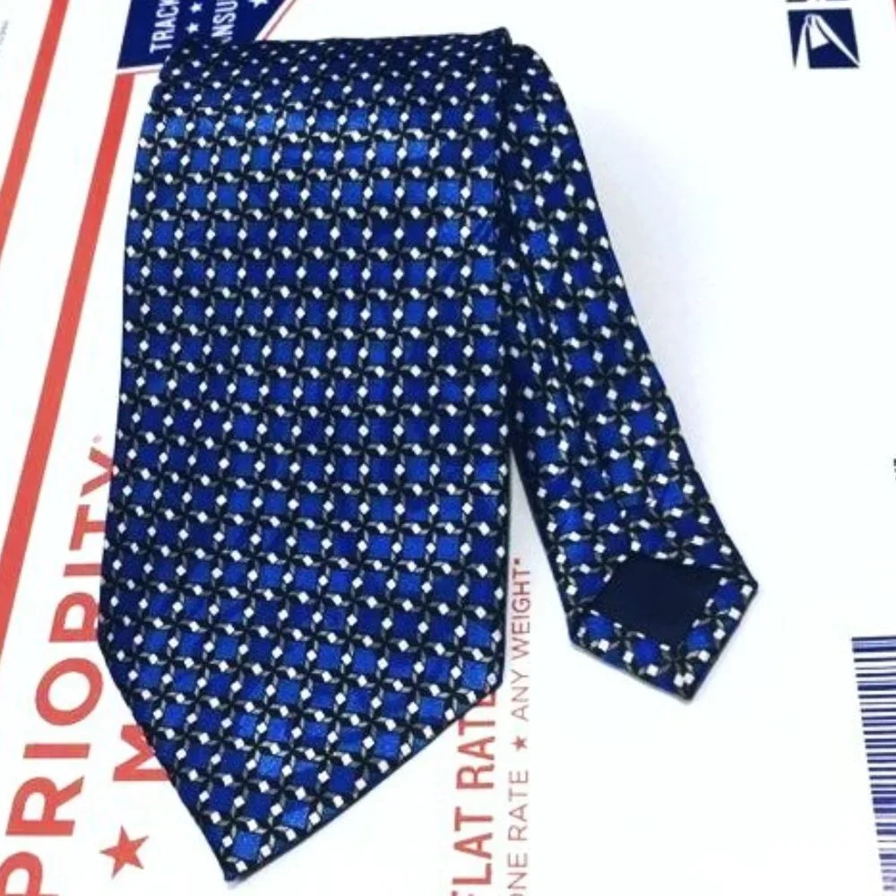 MEN'S FULANG CUBE PATTERN TIE REFLECTIVE BLUE CUBES
